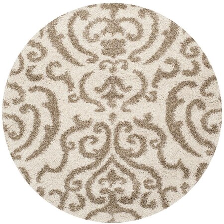 Safavieh 4 x 4 ft. Power Loomed Round Shag RugCream & Beige SG462-1113-4R